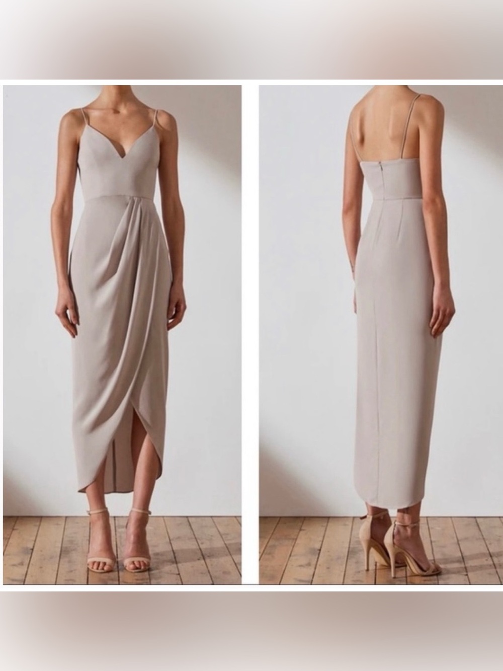 Shona Joy Core Cocktail Bridesmaid Dress Oyster Size US 12 AUS 16